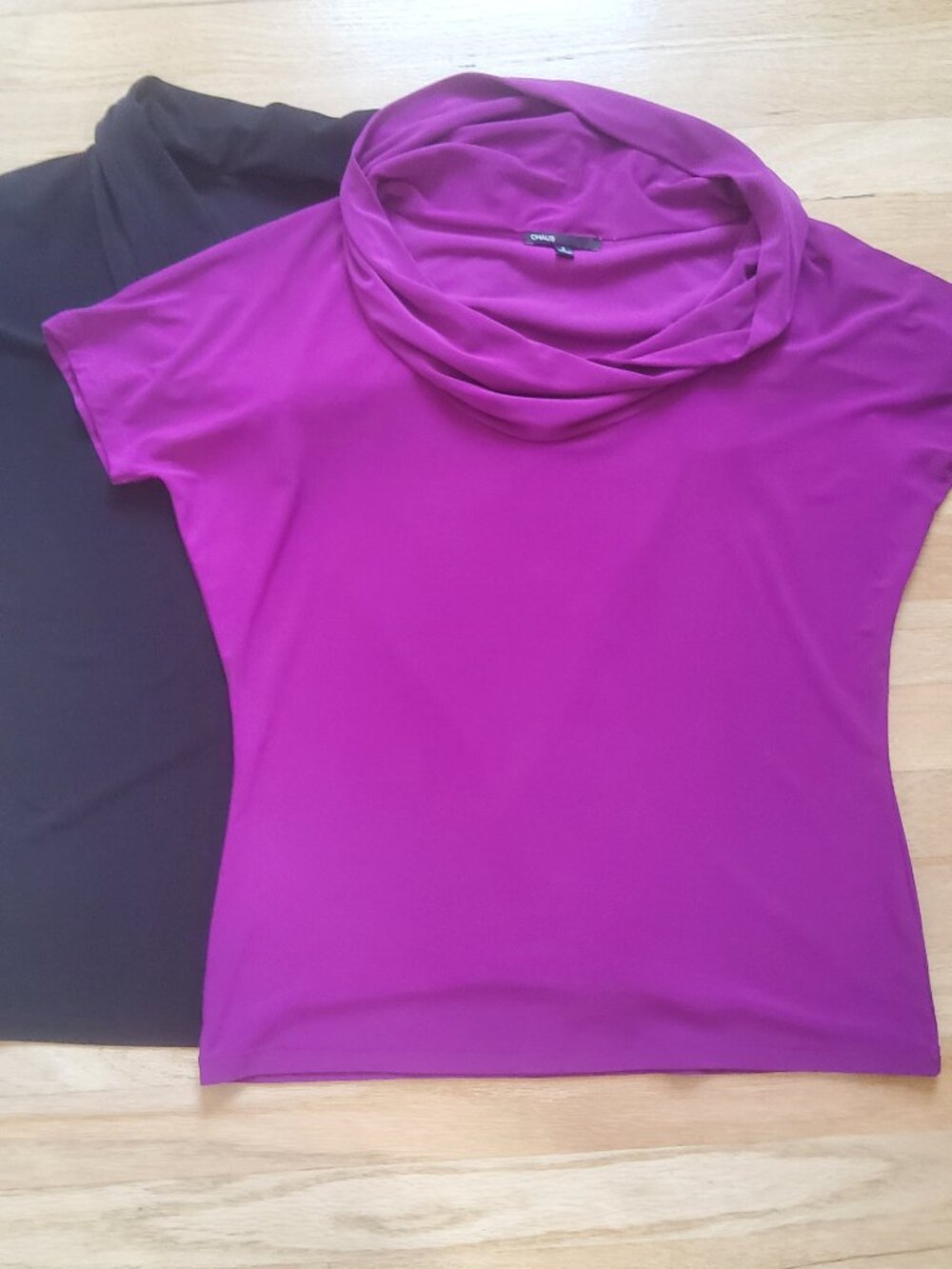 Chaus Women's Purple and Black Blouse top cowl neck Size S (4-6)